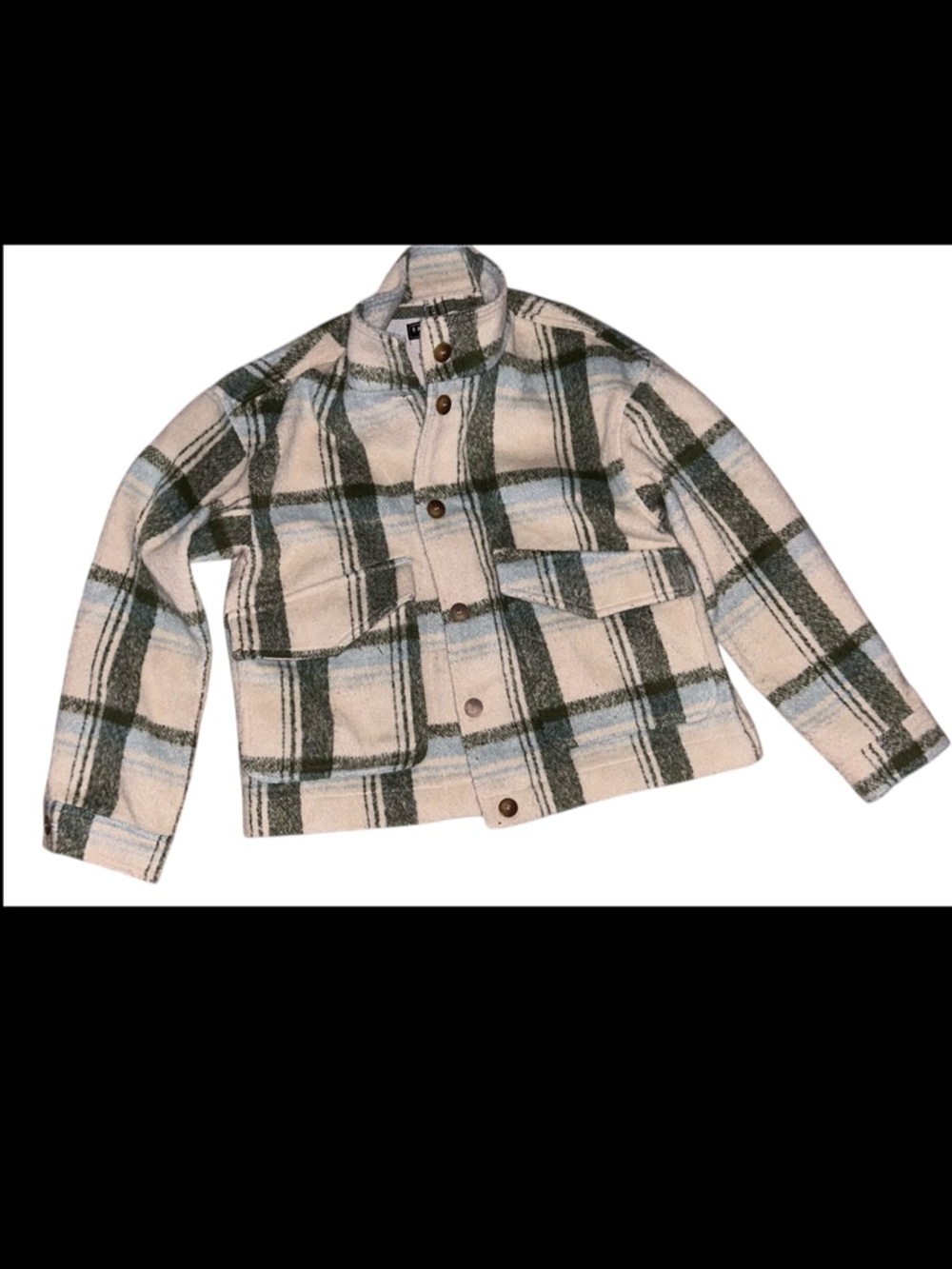 Cream & Olive Plaid Shacket Jacket